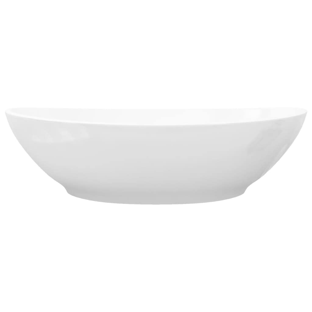 vidaXL Lavabo en Forme Ovale Céramique Blanc Lave-Mains Vasque Salle de Bain