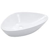  Festnight Lavabo Triangular Blanco 58,5 x 39 x 14 cm Lavabo sobre Encimera Cerámica