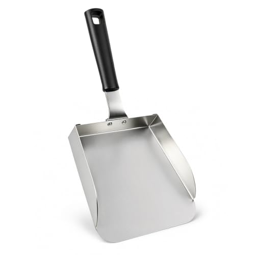 Junrvivy Spatule à barbecue en acier inoxydable - Spatule de barbecue avec poignée résistante à la chaleur - Spatule multifonction en acier inoxydable pour plancha Teppanyaki - Cuisine extérieure