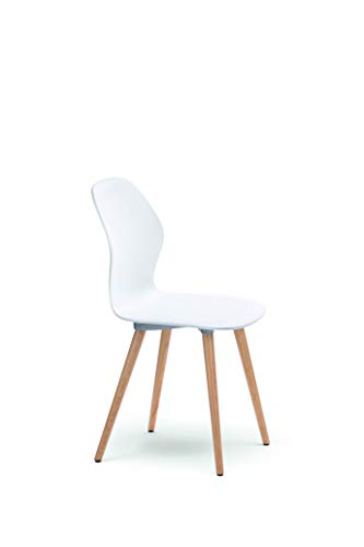 Sedus se:spot Vierfußstuhl, Designstuhl, Wohnzimmerstuhl, weiß, Holz/Eiche Natur, Kunststoff, 855 mm