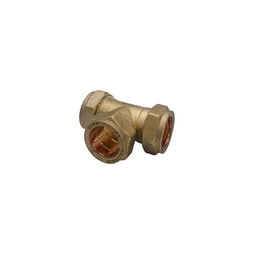 22mm Tee Brass Compression Fitting WRAS Approved