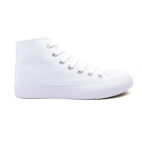 Image of Women's High-Top Canvas Sneakers - Classic Lace-Up Casual Shoes with Extra Shoelaces - Comfortable, Stylish, and Durable