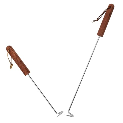 ROMISBABA 2Pcs Stainless Steel Meat Hook Turner Durable Grilling Meat Flipper for Bbq Easy to Use Food Hook for Pork Bbq Grill Accessories