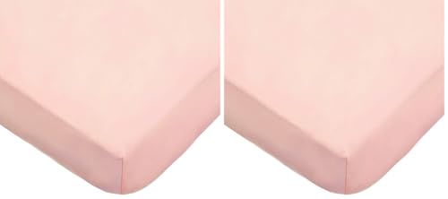Image of TL Care 100% Natural Cotton Fitted Crib Sheet 52 inch x 28 inch - Soft, Breathable, Hypoallergenic & Gentle Toddler Bed Sheet, Blush, Neutral for Boys & Girls (Pack of 2)