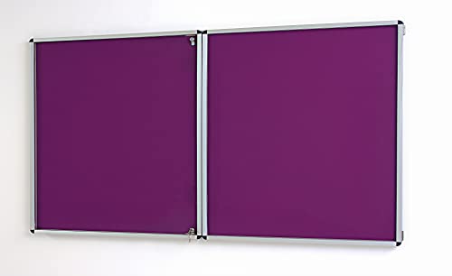 Purple Huge Fully Fire Retardant Lockable Notice Board [2 Locks] - Tamperproof Display Board [14 Colours] [6 Sizes]