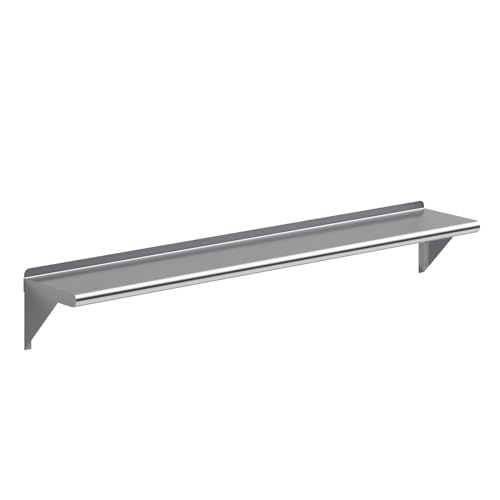 Image of AmGood 10 in. x 60 in. Stainless Steel Wall Shelf | NSF | Metal Shelving | Garage, Laundry, Storage, Utility Room | Restaurant, Commercial Kitchen