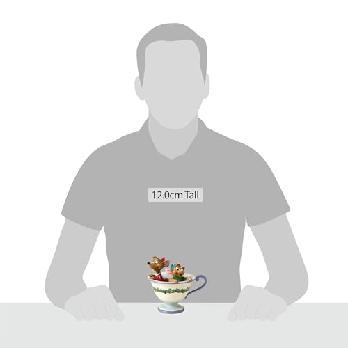 Enesco Disney Traditions by Jim Shore Cinderella Jaq and Gus Teacup Figurine, 4.5 Inch, Multicolor