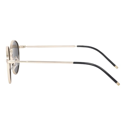 Image of Women's Round Sunglasses, Silver Metal Frame, Black Lens, Retro Style-UV Protected-Pack of 1