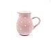 Brocca in ceramica pastello con pois bianchi dipinti a mano, media 0,75 l (rosa)