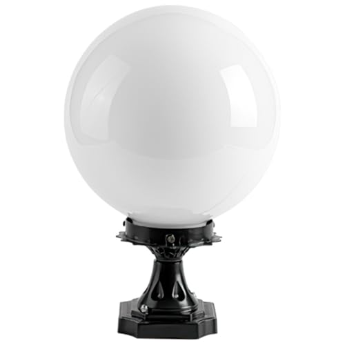 SOIMISS Luminaria Esfera Acrílica para Postes de Luz Exteriores Bola de 20 CM Base de Aluminio Cuadrada Farola Resistente Intemperie Adecuado para Patios Jardines y Terrazas