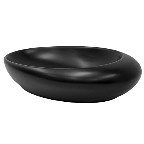 ML-Design Lavabo da Appoggio in Ceramica Nero Opaco 58,5 x 37,5 x 14,5 cm, Lavandino Ovale Moderno...
