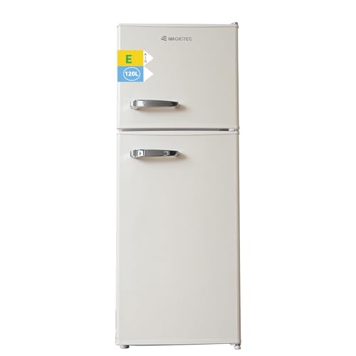 magictec Frigo vintage,Retro réfrigérateur congelateur | 120 L (88 L/32 L) | Low Frost | Combinaison refrigerateur congélateur | Design vintage | Éclairage...