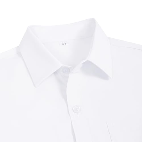 Boys Long Sleeve Dress Shirt and Tie Set Collared Button-Down Uniform Shirts for Kids3