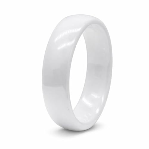 SoulCats Cats Bague classique en céramique blanche simple et lisse pour homme et femme, 59 (18.8), Céramique