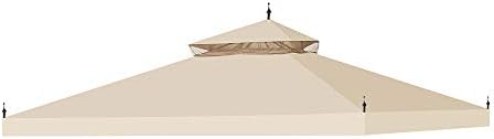 Yescom 10'x10' Water Resistant Canopy Top Replacement for Arrow Gazebo Dual Tier Beige Outdoor Garden Yard Patio Cover