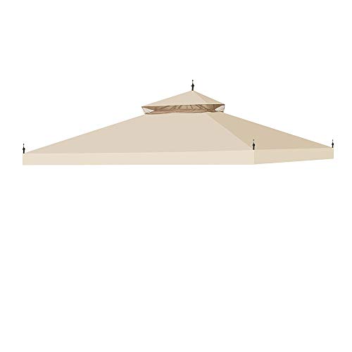 Yescom 10'X10' Water Resistant Canopy Top Replacement For Arrow Gazebo Dual Tier Beige Outdoor Garden Yard Patio Cover #TOP10