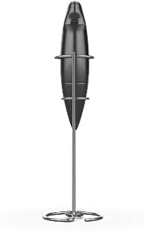 PowerLix Powerful Handheld Milk Frother With Stand Battery Operated Foam Maker Frother Wand For Coffee (A Black) (A Black)