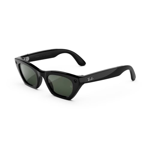 Image of Meta Ray-Ban (Gen 3) Zena, Shiny Black, Transitions Graphite Green, AI Glasses with Camera for Men, Women