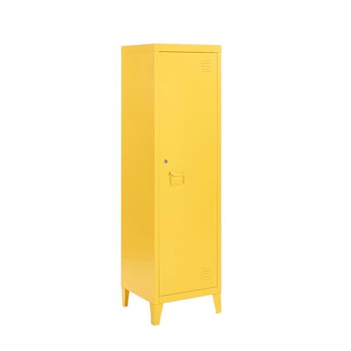 MMT Furniture Designs Ltd Meuble de rangement en métal avec casier verrouillable en orange jaune bleu blanc gris, placard de rangement et nettoyage à porte...