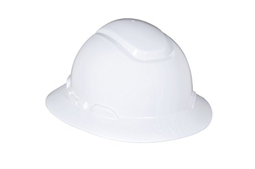 3M Full Brim Hard Hat H-801R, White 4-Point Ratchet Suspension