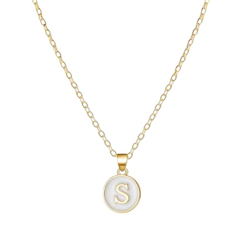 Image of Giftana Alphabet Locket with Chain, White Enamel Letter A-Z Pendant Necklace for Girls, Personalized Initial Name Gold Plated Pendant Necklace Gift for Girlfriend, Valentines Day Gifts for Woman
