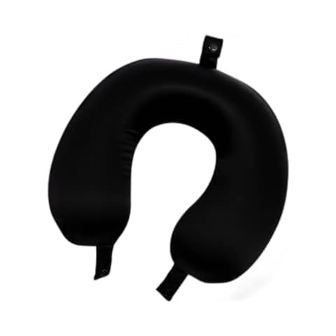 ROSEWARD 100% Mulberry Silk Travel Neck Pillow for Sleeping 22 Momme Silk Airplane Travel Pillow for Pain Relief Sleeping, Plane Neck Support Pillow, Anti Wrinkle, Made in USA (Black) Cover