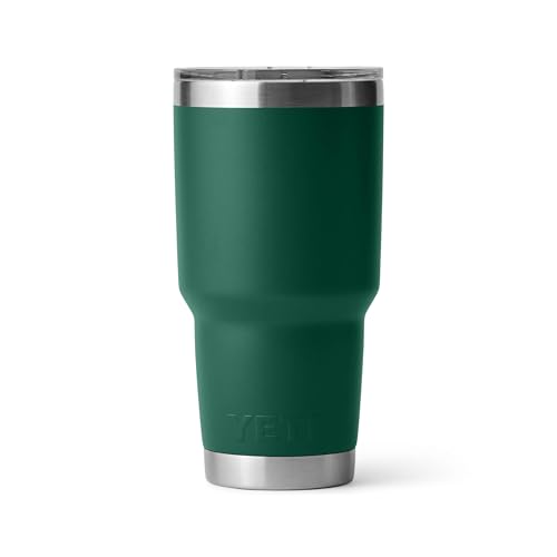 Image of YETI Rambler 30 oz Tumbler, Stainless Steel, Vacuum Insulated with MagSlider Lid, Black Forest Green