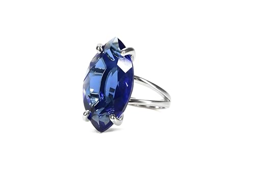 Bagues personnalisées en argent sterling 925 saphir marquise
