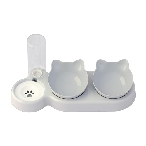 HYBEW Multiple Purpose Cats and Dogs Double Bowl Automatic Water Feeding System Clear Visible Bowl and Travel