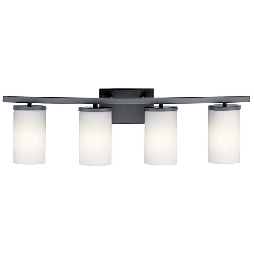 Image of Kichler Crosby 31 inch 4 Light Vanity Light Satin Etched Cased Opal Olde Bronze
