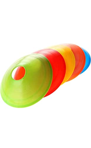 Image of CABRIO Disc Plastic Space Marker Agility Soccer Cones for Training, Football, Kids, Sports, Field Cone Markers (Multicolor, 10 Cones Set) (10)