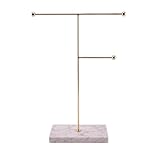 Abaodam Expositor de Relojes y Organizador de Collares Grande de Mármol Soporte Dorado Electrochapado, Torre de Exhibición Minimalista para Joyas y Accesorios de Hogar