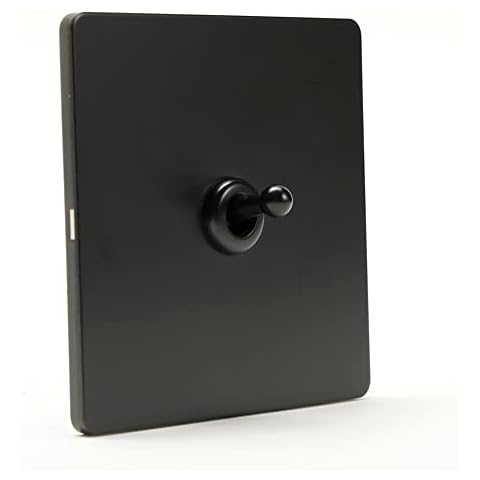 Moddeny Matte Black Wall Toggle Switch 86 Type 10A Intermediate Toggle Switch Retro Toggle Switch One Open Dual Control Toggle Light Switch For Bedroom Restaurant Office Cover