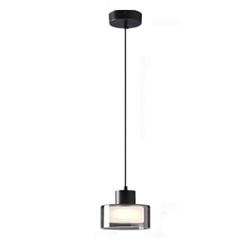 Suspension LED 3 couleurs réglables avec double verre gris chic