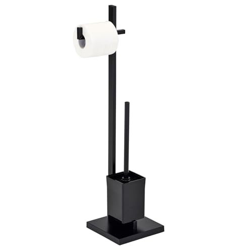 IDIMEX Porte-Papier Toilette Yuma avec Brosse et Support, dérouleur Papier WC pour Salle de Bain, en métal laqué Noir
