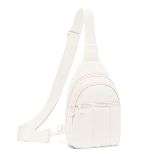 Image of Viverte Quilted Puffer Crossbody Bags for Women Small Puffy Sling Bag Lightweight Cross Body Bubble Purse Shoulder Bag for Travel (Cream White)