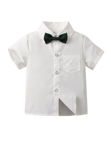 Image of Boarnseorl Baby Boys Shorts Sets, Infant Shirt+Shorts+Bow Tie+Vest,Toddler Gentleman Outfits Suits