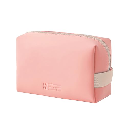 Image of Cortina Pouch for Travel Makeup Bag, Makeup Organizer Bag, Cosmetic Bag Makeup Bag for Women, Toiletry Bag for Travel Tools 16.5x7x11.5cm, Small, Peach | Compact travel toiletry and cosmetic organizer for women, sized 16.5x7x11.5cm in peach