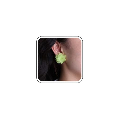 Inateannal Boho Verde Resina Pendientes De Flores Pendientes De Acrílico Flor Stud Vintage Grandes Pendientes De Flores Pendientes De Acrílico Escalonada Pétalo Joyas Para Mujeres Y Niñas