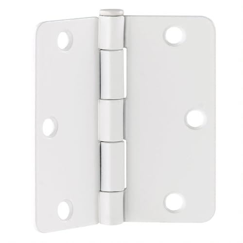 Door Hinges for Interior Doors 6-Pack 3.5-inch x 3.5-inch, Rounded 1/4-inch Radius Steel Door Hinge, Painted White - Image 4