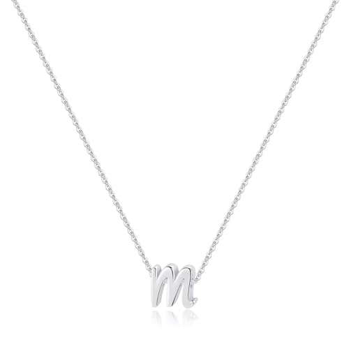Memorjew 925 Sterling Silver Initial Necklace for Women Girls, Dainty Hypoallergenic Cursive Initial Necklace for Women Girls Jewelry Gifts