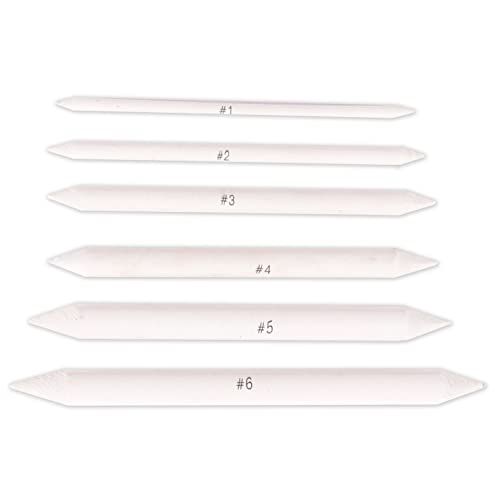 Vaessen Creative Papierwischer, Verblender Stift, Blending Stump zum Zeichnen, Skizzieren, 3D Zeichnen, Doppelkopf, 6 Stück, Verschiedene Größen, Weiß