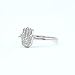 SilverDia Pave Diamond Hamsa Hand Ring For Women 14K Gold Plated Minimalist Hand of Fatima Ring 925 Sterling Silver Evil Eye Protection Jewelry Handmade Dainty Statement Ring Graduation Gift For Her