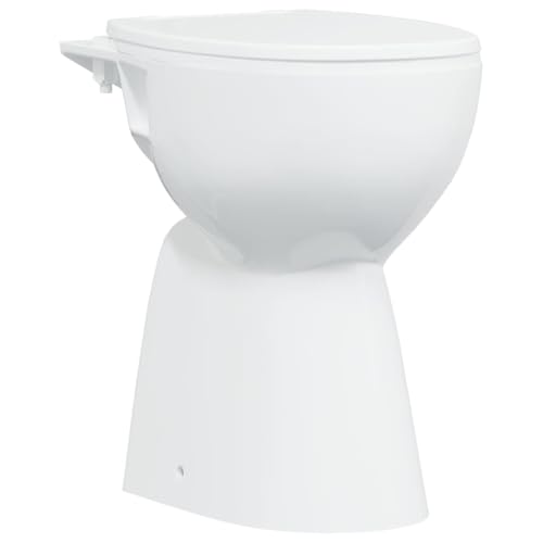 vidaXL Randloses WC, Keramik, Weiß, 50,5x36,5x50 cm, Soft-Close-Sitz, 7 cm Extra Komforthöhe, Tiefspüler, Slim Design, Badezimmer-Toilette, Hygienisch
