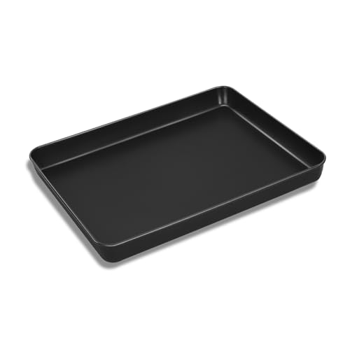 Homikit Bandeja para hornear pequeña, antiadherente, de acero al carbono, 26,5 x 20,5 x 2,5 cm, rectangular para cocinar, servir de forma saludable y antioxidante, fácil de limpiar