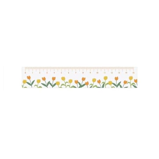 15 cm Ruler Multifunction DIY Drawing Tools Student Flower Rulers School Office Supplies Flower Bookmark(C)