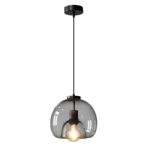 TCHAUSGZOZ Lampade a sospensione da ristorante Lampade a sospensione moderne e minimaliste in vetro con lampadari con finitura in vetro fumé Luci a sospensione a soffitto for isola della cucina(1Pack)