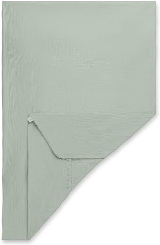 hauck Baby Fitted Sheet 60 x 120 cm for Travel Cot Mattresses, Cot Bedding Baby Mattress Cover Cotton Muslin, Machine Washable at 60 °C, Baby Bed Sheet with Elastic Band (Sage)