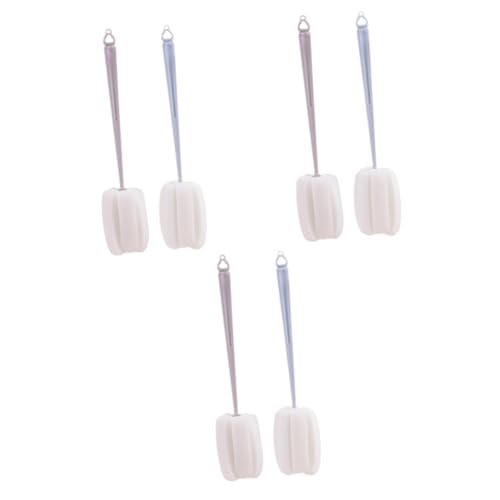 6 Pcs Long Handle Sponge Brush Waterbottle Reusable Cup Brush Scrubber Milk Cup Brush Household Bottle Brush Cleaning Stuff Cup Cleaning Brush Dry Brush Cleaner Plastic GOOHOCHY