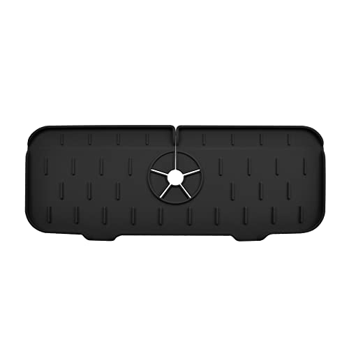 Kitchen Sink Splash Guard, Silicone Faucet Mat Sink Water Splash Guard, Faucet Splash Catcher, Silicone Deflector Under The Faucet, Keep Kitchen, Bathroom Sinks Dry (Black)